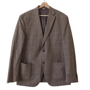 JKT NYC New York Blazer Men's 42L Bond Jacket Cotton Brown Plaid NWOT